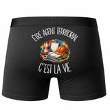 Boxer Homme Être agent territorial c'est la vie – Impression au dos – Noir