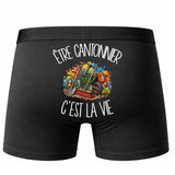 Boxer Homme Être cantonnier c'est la vie – Impression au dos – Noir