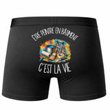 Boxer Homme Être peintre en bâtiment c'est la vie – Impression au dos – Noir