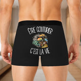 Boxer Homme Être couturier c'est la vie – Impression au dos – Noir