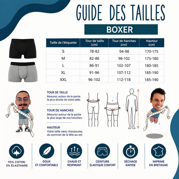 Boxer Homme Être palefrenier c'est la vie – Impression au dos – Noir