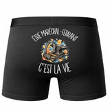 Boxer Homme Être maréchal-ferrant c'est la vie – Impression au dos – Noir