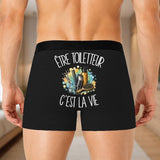 Boxer Homme Être toiletteur c'est la vie – Impression au dos – Noir