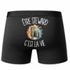 Boxer Homme Être steward c'est la vie – Impression au dos – Noir
