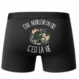 Boxer Homme Être aiguilleur du ciel c'est la vie – Impression au dos – Noir