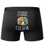 Boxer Homme Être préparateur de commandes c'est la vie – Impression au dos – Noir