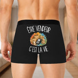Boxer Homme Être vendeur c'est la vie – Impression au dos – Noir