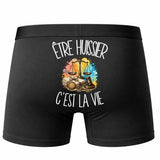 Boxer Homme Être huissier c'est la vie – Impression au dos – Noir