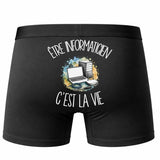 Boxer Homme Être informaticien c'est la vie – Impression au dos – Noir