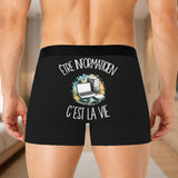 Boxer Homme Être informaticien c'est la vie – Impression au dos – Noir