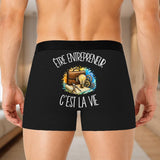 Boxer Homme Être entrepreneur c'est la vie – Impression au dos – Noir