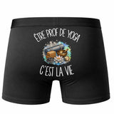 Boxer Homme Être prof de yoga c'est la vie – Impression au dos – Noir