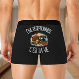Boxer Homme Être réceptionniste c'est la vie – Impression au dos – Noir