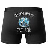 Boxer Homme Être moniteur de ski c'est la vie – Impression au dos – Noir