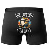 Boxer Homme Être comédien c'est la vie – Impression au dos – Noir
