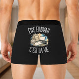 Boxer Homme Être étudiant c'est la vie – Impression au dos – Noir