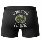Boxer Homme La taille des haies c'est la vie – Impression au dos – Noir
