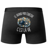 Boxer Homme Le grand prix équestre c'est la vie – Impression au dos – Noir