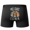 Boxer Homme Mes chats c'est ma vie – Impression au dos – Noir