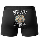 Boxer Homme Mon lapin c'est ma vie – Impression au dos – Noir
