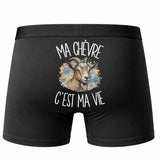Boxer Homme Ma chèvre c'est ma vie – Impression au dos – Noir