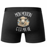 Boxer Homme Mon mouton c'est ma vie – Impression au dos – Noir