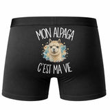 Boxer Homme Mon alpaga c'est ma vie – Impression au dos – Noir