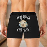 Boxer Homme Mon alpaga c'est ma vie – Impression au dos – Noir