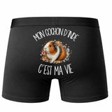 Boxer Homme Mon cochon d'Inde c'est ma vie – Impression au dos – Noir