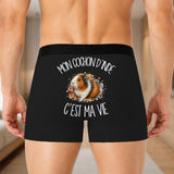 Boxer Homme Mon cochon d'Inde c'est ma vie – Impression au dos – Noir