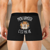 Boxer Homme Mon hamster c'est ma vie – Impression au dos – Noir