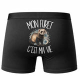 Boxer Homme Mon furet c'est ma vie – Impression au dos – Noir