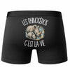 Boxer Homme Les rhinocéros c'est la vie – Impression au dos – Noir