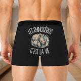 Boxer Homme Les rhinocéros c'est la vie – Impression au dos – Noir