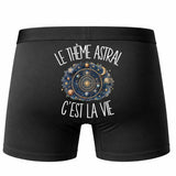 Boxer Homme Le thème astral c'est la vie – Impression au dos – Noir