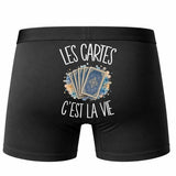 Boxer Homme Les cartes c'est la vie – Impression au dos – Noir