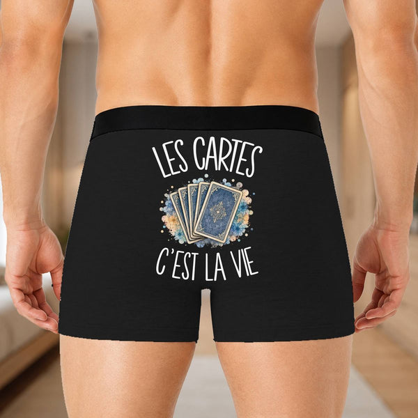 Boxer Homme Les cartes c'est la vie – Impression au dos – Noir