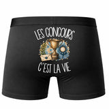 Boxer Homme Les concours c'est la vie – Impression au dos – Noir