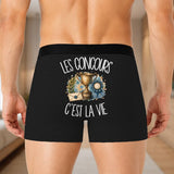 Boxer Homme Les concours c'est la vie – Impression au dos – Noir