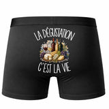 Boxer Homme La dégustation c'est la vie – Impression au dos – Noir