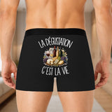Boxer Homme La dégustation c'est la vie – Impression au dos – Noir
