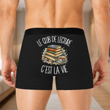 Boxer Homme Le club de lecture c'est la vie – Impression au dos – Noir