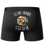 Boxer Homme Les vide-greniers c'est la vie – Impression au dos – Noir