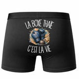 Boxer Homme La boxe thaïe c'est la vie – Impression au dos – Noir