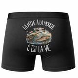 Boxer Homme La pêche à la mouche c'est la vie – Impression au dos – Noir