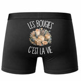 Boxer Homme Les bougies c'est la vie – Impression au dos – Noir