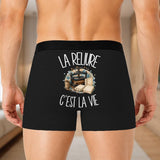 Boxer Homme La reliure c'est la vie – Impression au dos – Noir