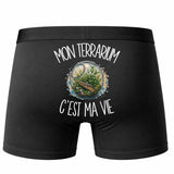 Boxer Homme Mon terrarium c'est ma vie – Impression au dos – Noir