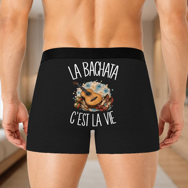 Boxer Homme La bachata c'est la vie – Impression au dos – Noir