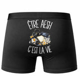 Boxer Homme Être AESH c'est la vie – Impression au dos – Noir